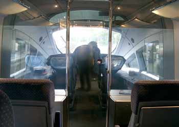 Sitting at the front of an ICE train enjoying a 'drivers eye' view of the route ahead.