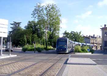 Negotiating a roundabout / traffic circle in Bordeaux.