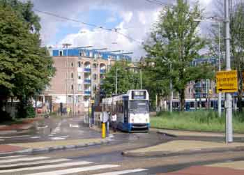 Negotiating a roundabout / traffic circle in Amsterdam.