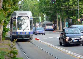 Light rail / other traffic segregation in Turin.