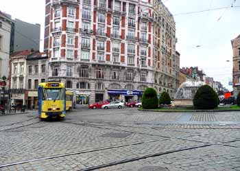 Negotiating a roundabout / traffic circle in Brussels.