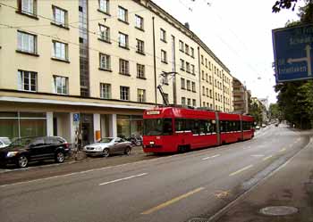 Partial light rail / other traffic segregation in Bern.