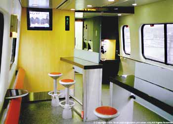 Acela buffet car - tables seating.