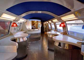 TGV Duplex carriage - food counter tables seating.